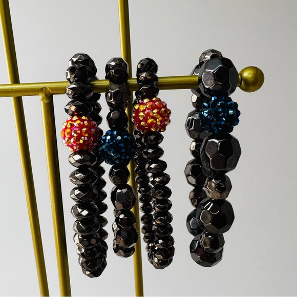 Lovesick Brand Stretch 4 Coppery Bands Lite Weight with blue and pink beads - Picture 4 of 5